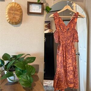 Anthropologie Terracotta and Rust Patterned Dress